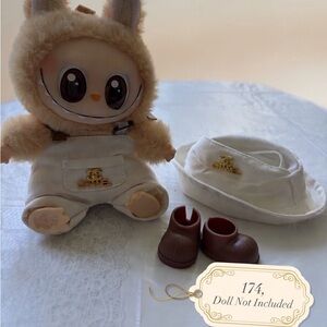 174,CHANEL Logo White Labubu Doll Outfit W/Hat and matching color Shoes(No Doll